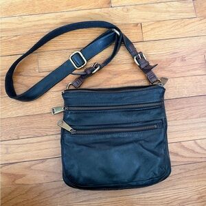Fossil Black Leather Crossbody Bag
